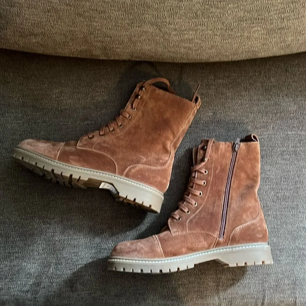 NEW ZODIAC Women's Bruna Bootie ~ Combat Boot ~ Leather Upper Size 9.5 Cognac